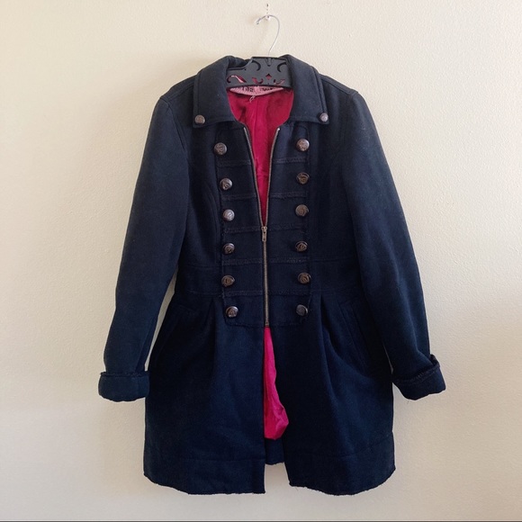 Anthropologie Jackets & Blazers - Anthropologie KNITTED DOVE Military Cadet Black Coat Jacket